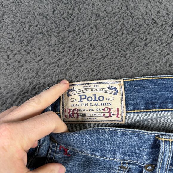 Polo Ralph Lauren Jeans Mens 36x34 Blue Hampton Straight Medium Wash Selvedge - Picture 3 of 16